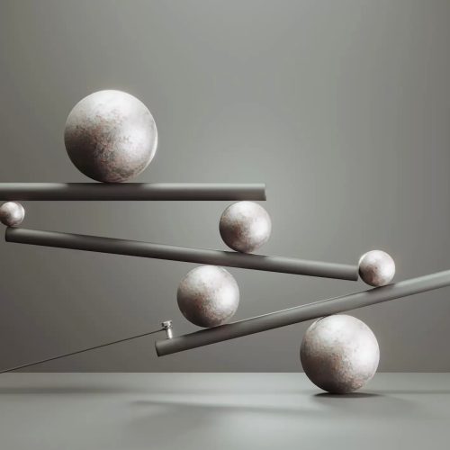 Ausbalancierte metallkugeln und stangen konzeptdesign